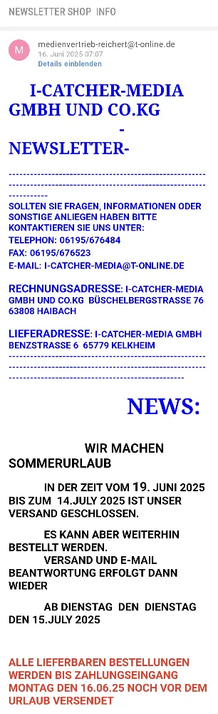 i catcher Newsletter vom 16.06.25 - Sommerurlaub.webp